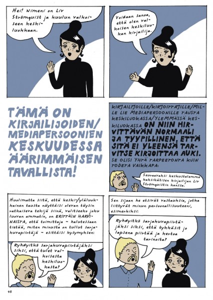 Ote Liv Strömquistin sarjakuva-albumista Nousu & tuho (Sammakko 2017).