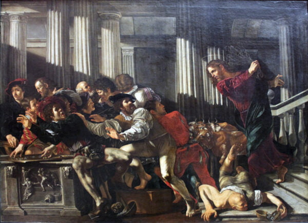 1610_Cecco_del_Caravaggio_Christ_expulses_money_changers_anagoria