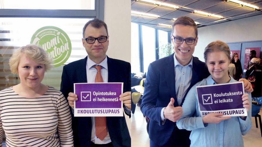 Sama kuva koulutuslupauksesta -ryhmä jakaa Facebookissa joka päivä saman kuvan koulutuslupauksesta. 