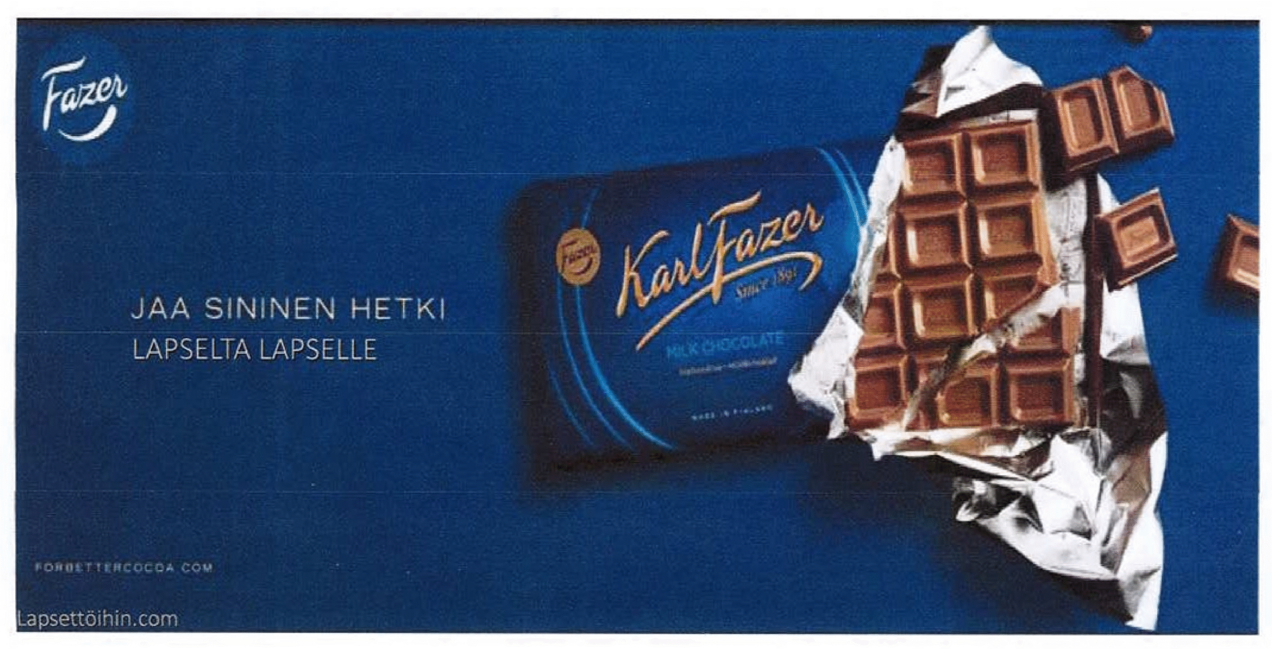 Suklaa ja sen tuotantoon liittyvät ongelmat olivat yksi kilpailun osallistujille annetuista valmiista teemoista. Global Meal tuotti siihen liittyvän tietopaketin ja Häiriköt käsittelivät ongelmaa tahollaan. Tämä koululaisen tulkinta kaakaon tuotantoon liittyvästä lapsityövoiman käytöstä on poikkeuksellisen riipaiseva tulkinta aiheesta. 