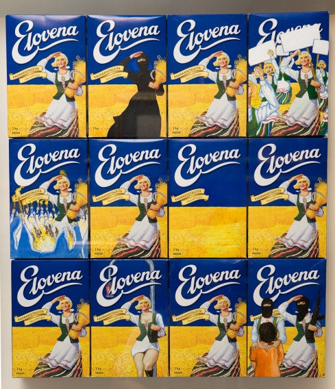 Vuonna 2007 Raisio Oyj lähestyi taiteilija Jani Leinosta uhkailevalla kirjeellä. Raisio väitti Leinosen Elovena-paketteihin maalaamien teosten rikkovan yhtiö tavaramerkkiä. Leinonen kehysti kirjeen ja ripusti sen näytille seuraavassa näyttelyssä, eikä uhkailuista kuulunut sittemmin.