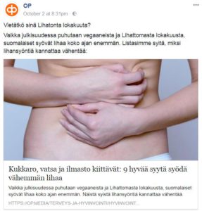 Kuvakaappaus sittemmin poistetusta Facebook-linkistä. Ilmeisesti finanssikonserni OP ei usko avoimeen keskusteluun.
