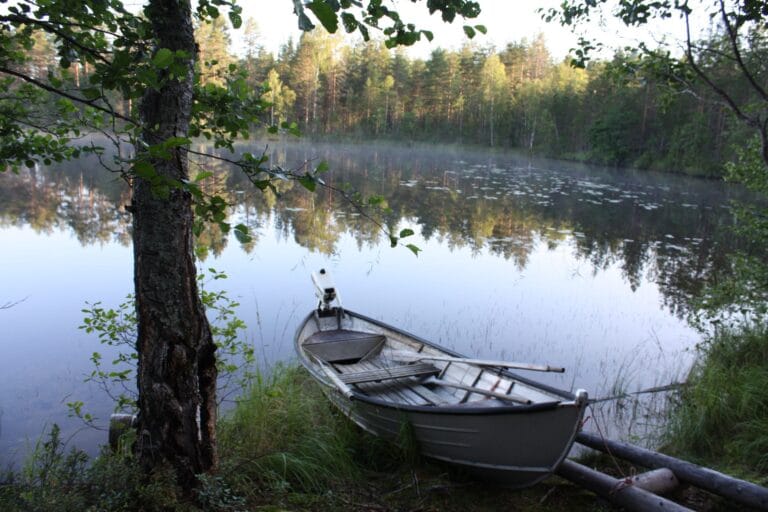 vene järvi ja metsää