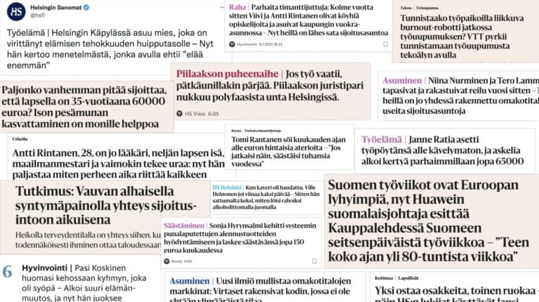 Kollaasissa Helsingin sanomien otsikoita.