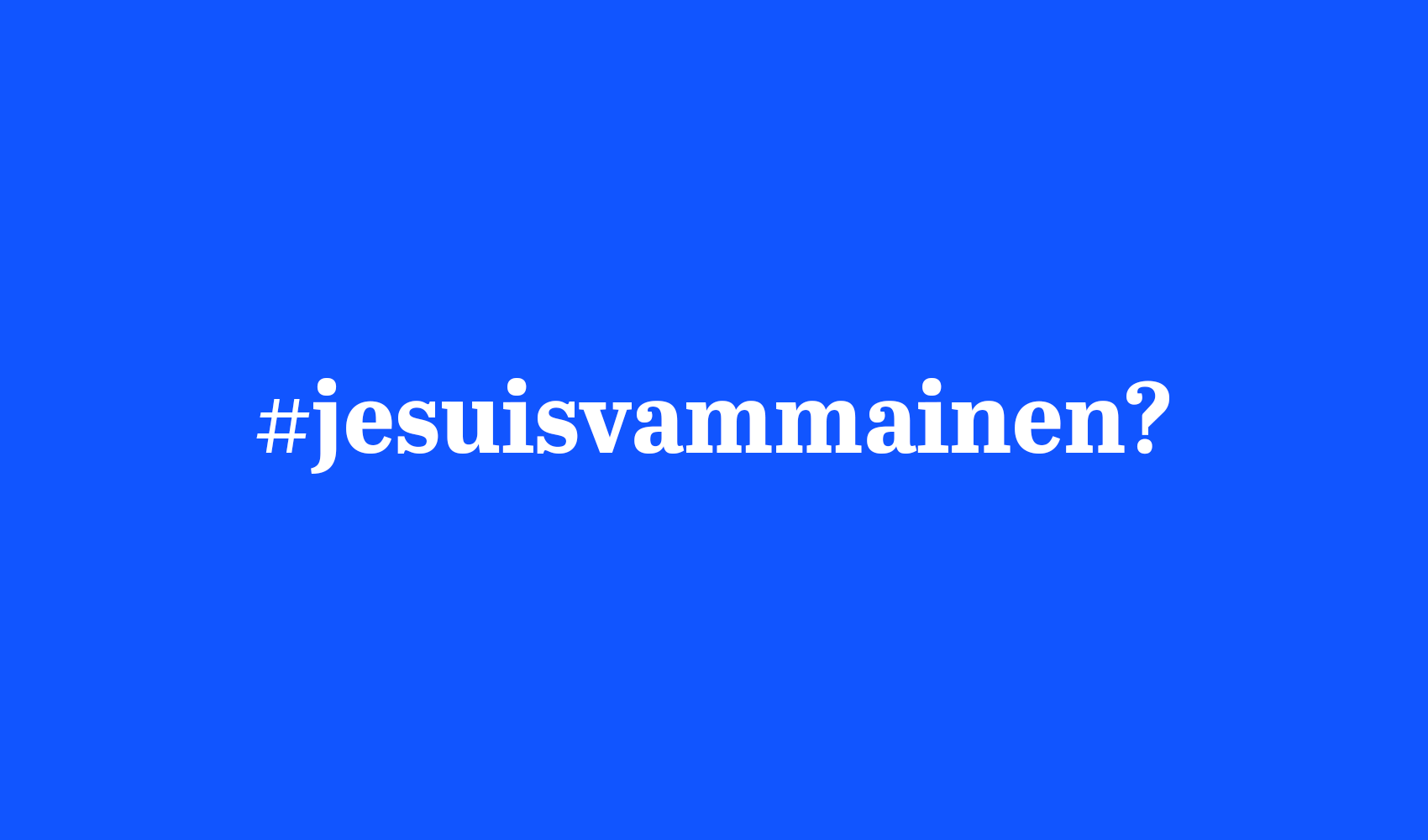 Teksti "jesuisvammainen?" sinisellä taustalla.
