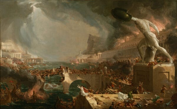 Äärioikeisto maalaa kuvaa taantuvasta lännestä, mutta ajatuksen juuret ovat syvällä poliittisessa historiassa Cole_Thomas_The_Course_of_Empire_Destruction_1836_S