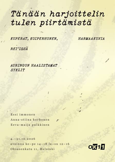 Tänään harjoittelin tulen piirtämistä / kuperat, koiperhonen, harmaakuvia, rei’issä, auringon haalistamat syklit